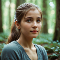 Contemplative Moments: A Young Woman Embracing Nature's Serenity in a Lush Forest