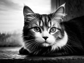 Striking Tuxedo Cat with Inquisitive Eyes Poses Indoors Near Window
