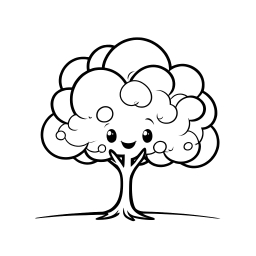 Cheerful Cartoon Tree with Smiling Face and Outstretched Arms