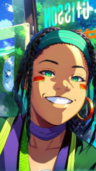 Animated Character in Traditional African Attire Amid Festive Cultural Celebration