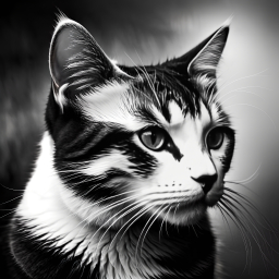 Close-Up Portrait of a Cat with Distinctive Markings and Soft Natural Light Shadows