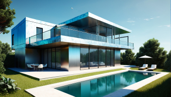 Modern Architectural Masterpiece with Infinity Pool and Reflective Glass Facade