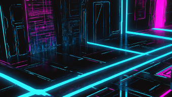 Futuristic Neon Cybernetic Interior: A High-Tech Sci-Fi Environment