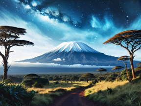 Enchanted Volcano: A Mystical Journey Through Snow-Capped Peaks and Lush Savanna