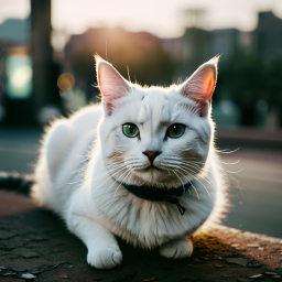 Majestic Long-Haired Cat Posing Gracefully at Sunrise