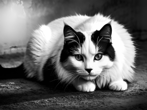 Striking Close-Up Portrait of a Cat with Patterned Coat and Intense Eyes