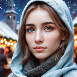 Winter Wonderland: A Young Woman Embraces the Festive Spirit Amidst Snow and Holiday Cheer
