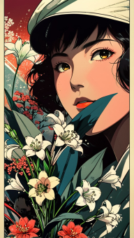 Stylized Anime Character Surrounded by White Flowers – Fan Art by Im_start