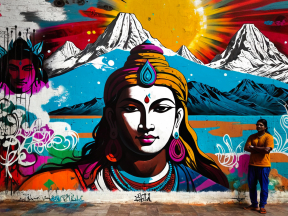 Vibrant Street Mural of Hindu Deity Inspires Urban Reflection