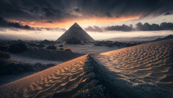 The Great Sphinx of Giza Amidst a Storm: A Dramatic Reimagining of Egypt's Desert Icon