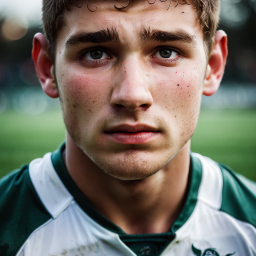 Contemplative Young Athlete in Sportswear Jersey Outdoors