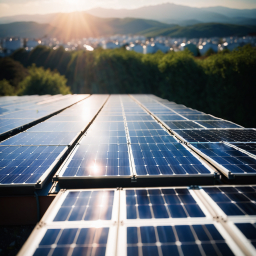 Large-Scale Solar Panel Installation on Rooftop in a Sunny Semi-Rural Setting
