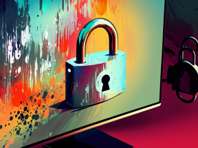 Open Padlock Against Vibrant Abstract Painted Background
