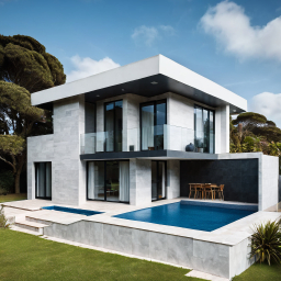 Modern Industrial-Style Home with Swimming Pool in Lush Private Estate