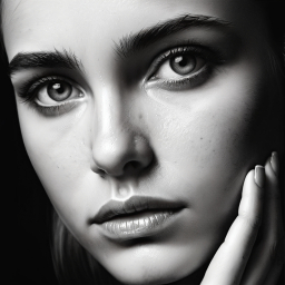 Contemplative Close-Up Portrait Highlighting Soft Light and Shadow on a Fair-Skinned Face