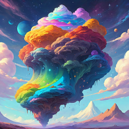 Chromatic Storm: A Surreal Landscape of Psychedelic Skies and Dreamlike Horizons