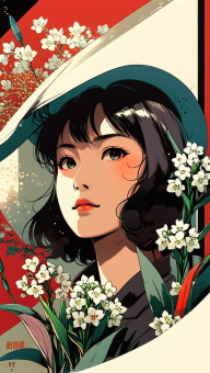 Serene Elegance: A Stylized Animated Character Inspired by Japanese Aesthetics and Nature