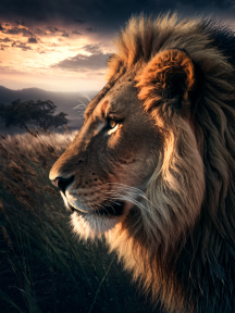 Majestic Lion at Dawn: The Regal King of the Jungle in Its Natural Habitat