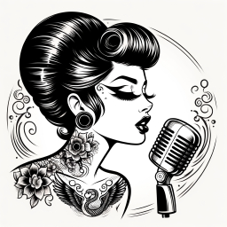 Retro-Inspired Pop Art Illustration of a Tattooed Woman Singing