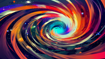 Vibrant Cosmic Swirl: An Abstract Artistic Depiction of a Black Hole