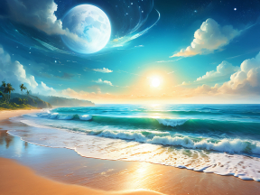 Dreamscape Shores: A Surreal Dual-Sun Beach Fantasy