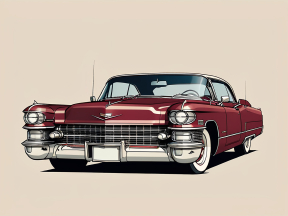 Vintage Classic Car Illustration with Bold Red and White Detailing in Comic Style