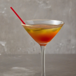 Vibrant Layered Citrus Cocktail with Red Straw Garnish