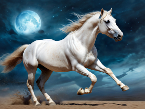 Majestic White Horse Galloping Under a Starry Night Sky