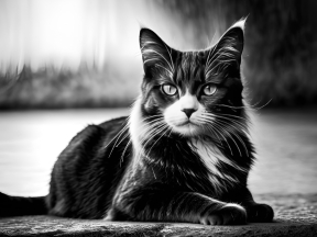 Striking Tabby Cat Poses Outdoors with Intense Gaze