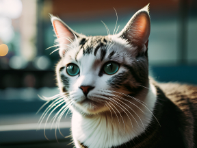 Striking Green-Eyed Tabby Cat Poses Indoors by the Window