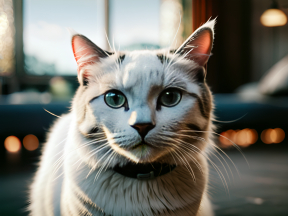 Curious Cat with Tabby Markings in Warm Indoor Light