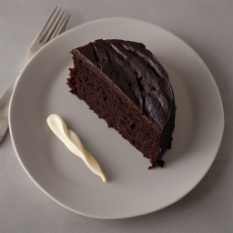 Decadent Chocolate Cake Slice Served with a Cookie on a Dining Table
