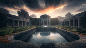 Sunset Serenity Over Ancient Greco-Roman Ruins