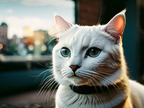 Curious Cat Gazes Through Window in Urban Setting