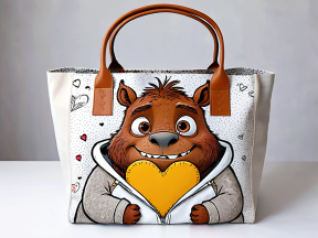 Whimsical Fox Character Handbag with Heart and Star Accents