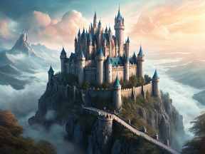 Enchanted Fortress: A Majestic Fantasy Castle Amidst Dramatic Skies