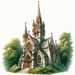 Majestic Gothic Cathedral Featuring Intricate Stonework and Iconic Rose Window Amidst Serene Natural Surroundings