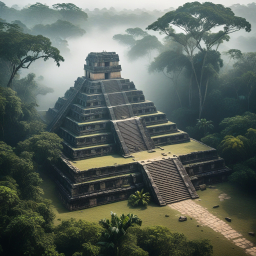 Majestic Mayan Pyramid: A Testament to Ancient Architectural Mastery Amidst the Rainforest
