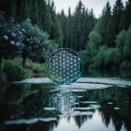 Serene Reflections: A Mandala's Mystical Dance on Tranquil Waters