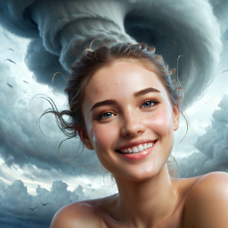 Serene Beauty Amidst the Storm: A Portrait of Contrast and Confidence