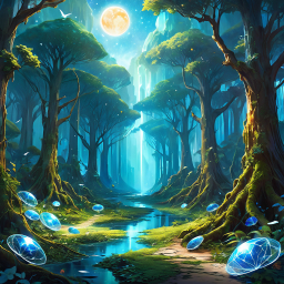 Enchanted Moonlit Forest: A Mystical Path Through a Magical Woodland