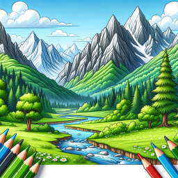 Bringing Nature to Life: Coloring a Serene Mountain Landscape