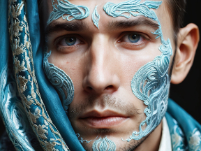 Intricate Blue Henna-Inspired Face Art: A Fusion of Tradition and Modern Expression