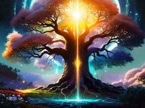 Celestial Harmony: The Enchanted Maple Tree of Magical Energies