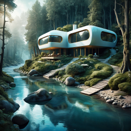 Harmonious Modern Architecture Nestled in a Serene Forest Landscape