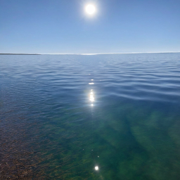 Sunlit Ocean Ripples Under a Clear Blue Sky