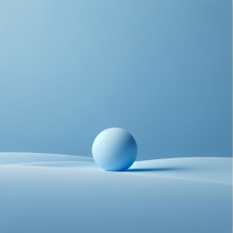 Minimalist Abstract Composition Featuring a Dark Blue Sphere Against a Light Blue Curved Horizon