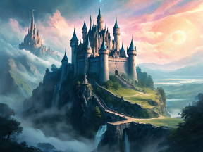 Enchanted Cliffside Castle at Sunrise: A Fantastical Realm Above the Waves