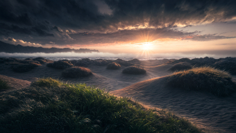 Sunrise Serenity: A Rugged Coastal Landscape Bathed in Golden Light