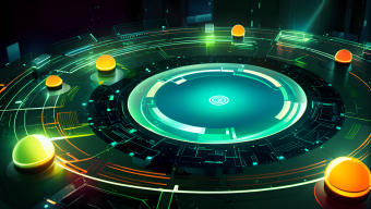 Futuristic Digital Interface: An Abstract Visualization of Cybernetic Connectivity and Virtual Networks